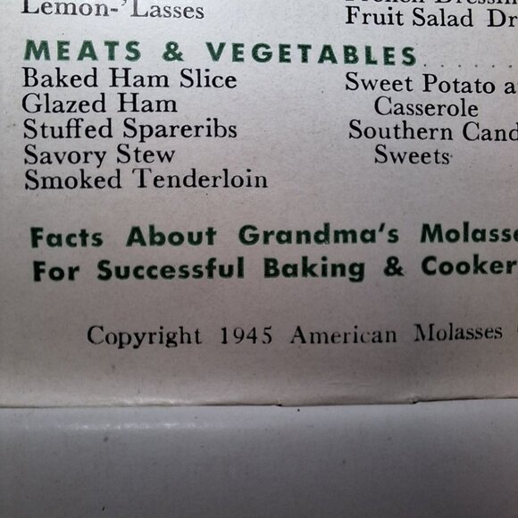 101 Recipes Grandmas Molasses Old Fashioned Vintage Booklet 1945 Baking Cookies - Picture 4 of 8